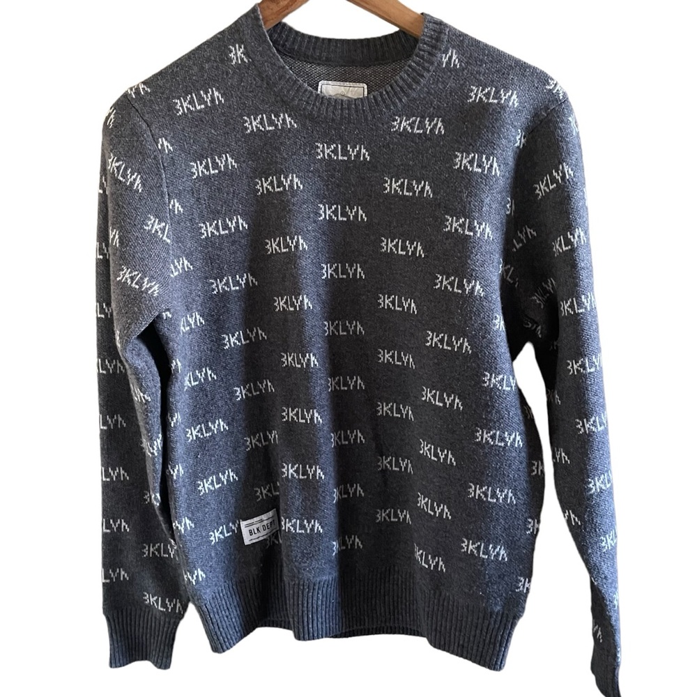 CHOCOOLATE grey knit sweater BKLYN print all over men’s size Small